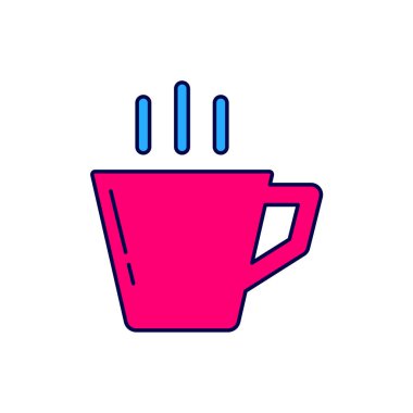 Doldurulmuş kahve fincanı simgesi beyaz arkaplanda izole. Çay fincanı. Sıcak içecek kahvesi. Vektör