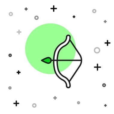 Beyaz arka planda izole edilmiş orta çağ yay ve ok simgesi. Ortaçağ silahı. Vektör