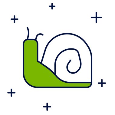 Doldurulmuş ana hatlı Salyangoz simgesi beyaz arkaplanda izole edildi. Vektör