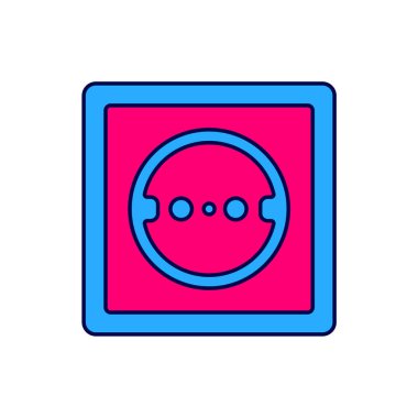 Doldurulmuş elektrik çıkış simgesi beyaz arkaplanda izole edildi. Elektrik prizi. Rosette sembolü. Vektör