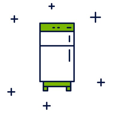 Doldurulmuş Buzdolabı simgesi beyaz arkaplanda izole edildi. Buzdolabı buzdolabı. Ev aletleri ve aletler. Vektör