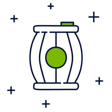 Doldurulmuş barut namlusu simgesi beyaz arkaplanda izole edilmiş. TNT dinamit ahşap fıçı. Vektör