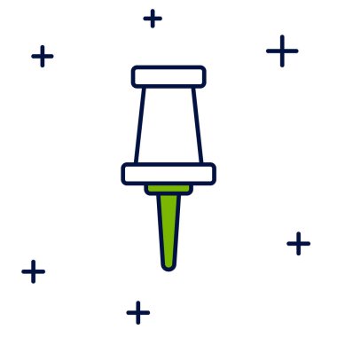 Doldurulmuş outline Push pin simgesi beyaz arkaplanda izole edildi. Raptiye işareti. Vektör