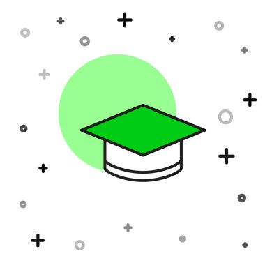 Doldurulmuş özet kapak simgesi beyaz arkaplanda izole edildi. Tassel ikonlu mezuniyet şapkası. Vektör