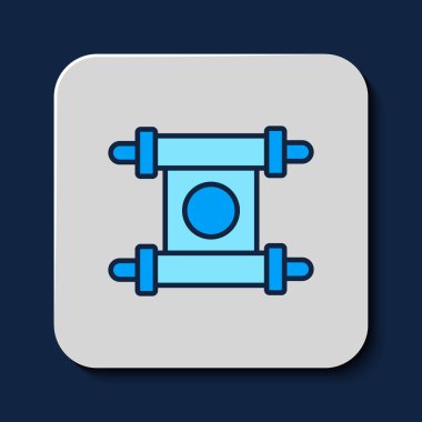 Mavi arkaplanda izole edilmiş özet, kağıt, parşömen, kaydırma simgesi. Çin parşömeni. Vektör