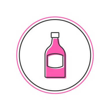 Doldurulmuş bira şişesi simgesi beyaz arka planda izole edilmiş. Vektör