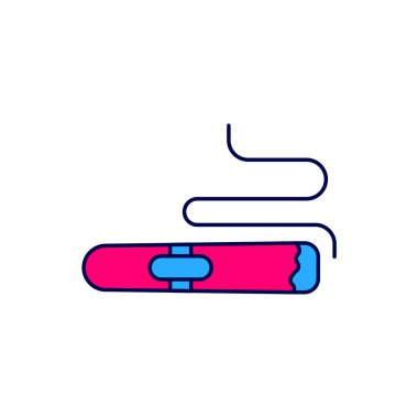 Beyaz arkaplanda izole edilmiş ana hatlı puro simgesi. Vektör