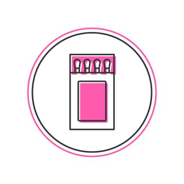 Ana hatları doldurulmuş kibrit kutusu ve beyaz arkaplanda izole edilmiş simgeyle eşleşiyor. Vektör