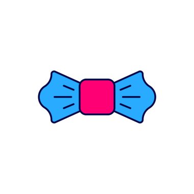 Doldurulmuş çizgili papyon simgesi beyaz arkaplanda izole edildi. Vektör