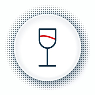 Beyaz arka planda izole edilmiş çizgi şarap cam ikonu. Şarap kadehi işareti. Renkli taslak konsepti. Vektör