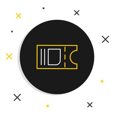 Çizgi sinema bileti simgesi beyaz arkaplanda izole edildi. Renkli taslak konsepti. Vektör