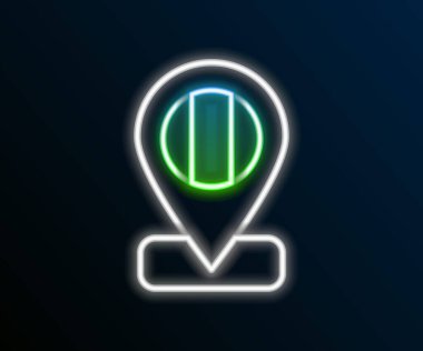 Işıldayan neon hattı konum simgesi İtalya siyah arkaplanda izole edildi. Renkli taslak konsepti. Vektör