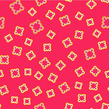 Hat Bulmacası parçaları oyuncak simgesi kırmızı arkaplanda izole edilmiş. Vektör