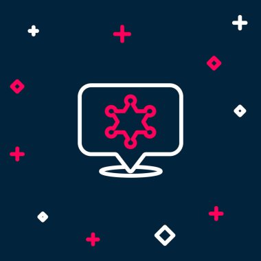 Hat Hat Hexagram Şerif ikonu mavi arka planda izole edildi. Polis rozeti ikonu. Renkli taslak konsepti. Vektör