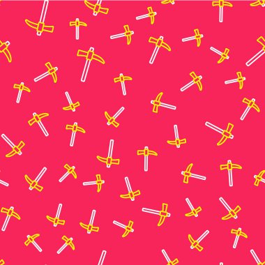 Çizgi Kazma simgesi kırmızı arkaplanda izole edilmiş. Vektör