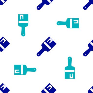 Mavi boya fırçası simgesi beyaz arkaplanda izole edilmiş pürüzsüz desen. Vektör