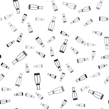 Elektronik sigara ikonu için siyah Vape sıvı şişesi beyaz arka planda izole edilmiş pürüzsüz desen. Vektör