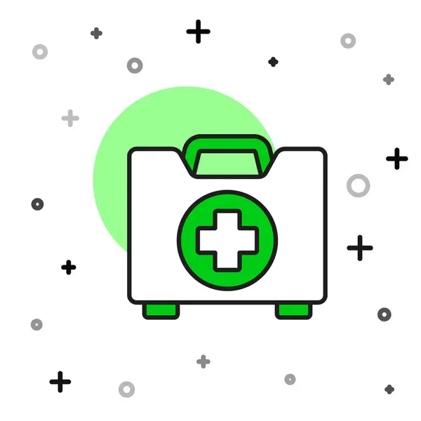 Filled Outline First Aid Kit Icon Isolated White Background Medical — Stock Vector