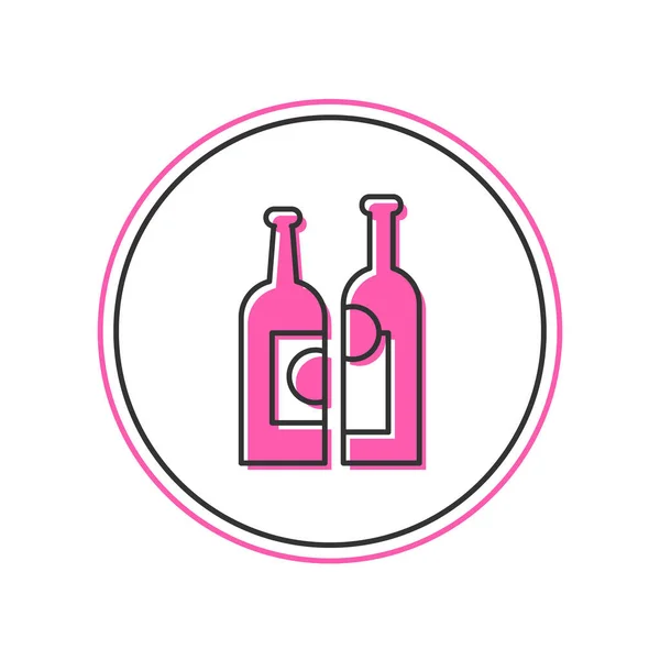 Contorno Riempito Bottiglie Icona Del Vino Isolate Sfondo Bianco Vettore — Vettoriale Stock