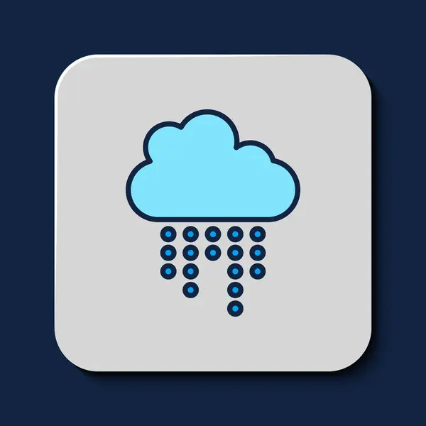 Gefüllte Umrisswolke Mit Regensymbol Auf Blauem Hintergrund Regenwolken Mit Regentropfen — Stockvektor