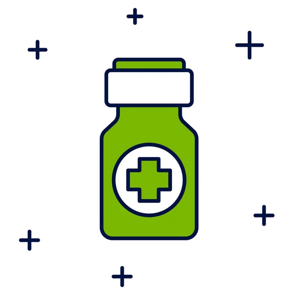 Filled Outline Medicine Bottle Pills Icon Isolated White Background Bottle – Stock-vektor