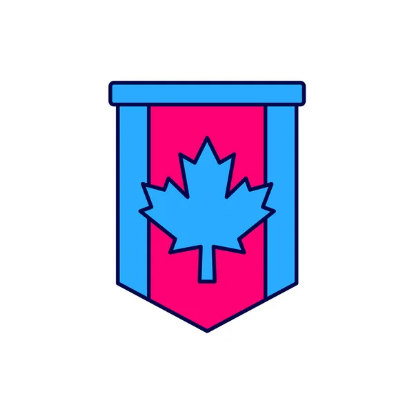 Γεμάτο Περίγραμμα Pennant Σημαία Του Καναδά Εικονίδιο Απομονώνονται Λευκό Φόντο — Διανυσματικό Αρχείο