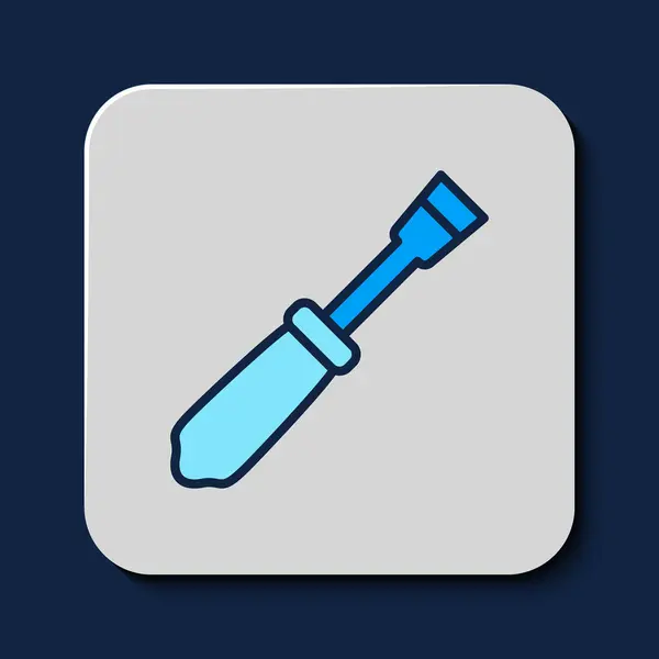 Filled Outline Screwdriver Icon Isolated Blue Background Service Tool Symbol — Stockvektor
