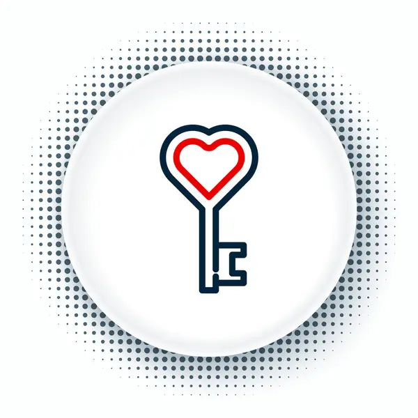 Line Key Herzform Symbol Isoliert Auf Weißem Hintergrund Valentinstag Symbol — Stockvektor