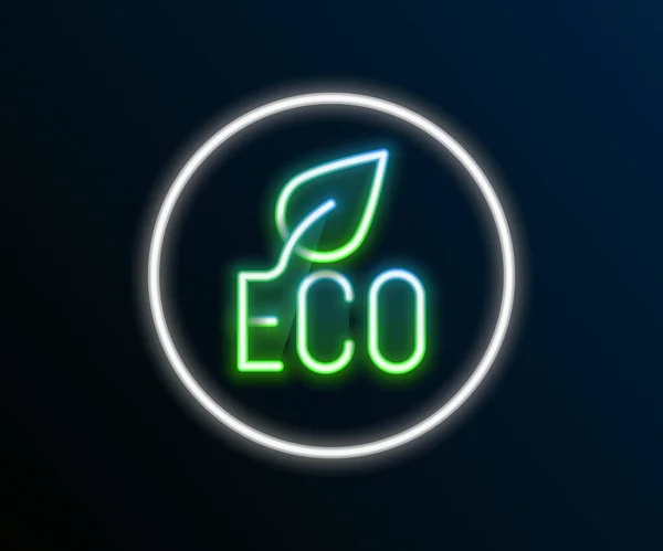 Świecąca Neonowa Ikona Symbolu Leaf Eco Odizolowana Czarnym Tle Baner — Wektor stockowy