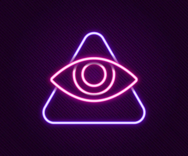 Leuchtende Neon Linie Freimaurer Symbol Allsehendes Auge Gottes Symbol Isoliert — Stockvektor