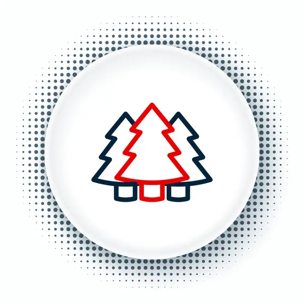 Line Christmas Tree Icon Isolated White Background Merry Christmas Happy — Stock Vector