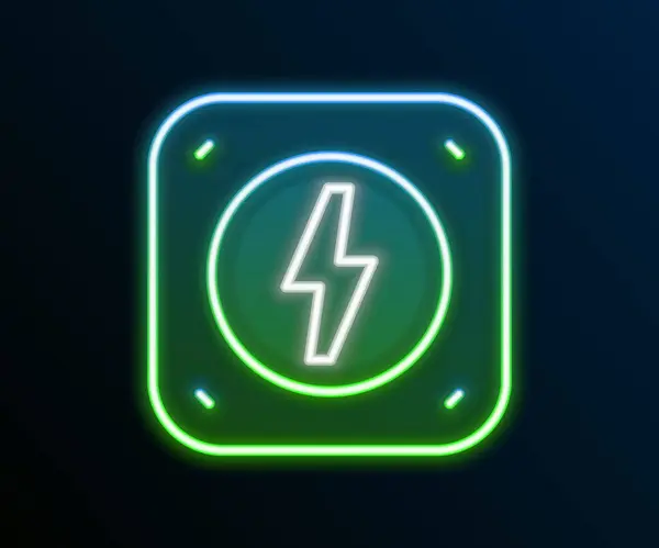 Glowing Neon Line Lightning Bolt Icon Isolated Black Background Tanda - Stok Vektor