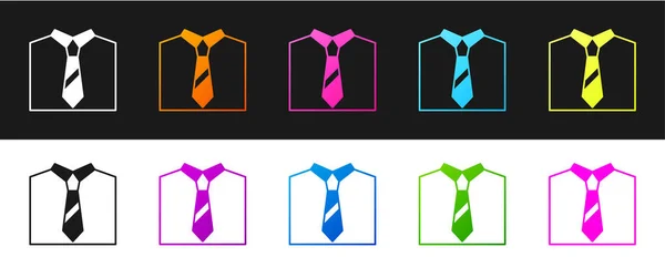 Setzen Sie Das Krawattensymbol Isoliert Auf Schwarzem Und Weißem Hintergrund — Stockvektor