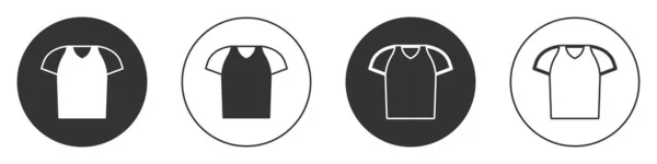 Camiseta Negra Icono Aislado Sobre Fondo Blanco Camisa Botón Círculo — Vector de stock