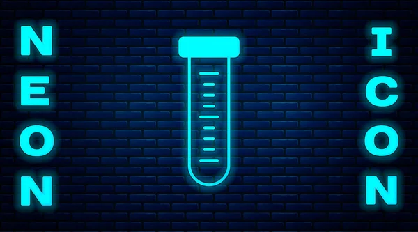 Izzó Neon Kémcső Lombik Kémiai Laboratóriumi Vizsgálati Ikon Izolált Téglafal — Stock Vector