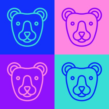 Pop Art Line Bear başlık simgesi renk arkaplanında izole edildi. Vektör