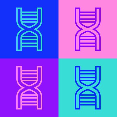 Pop sanat eseri DNA sembolü renk arkaplanında izole edilmiş. Vektör