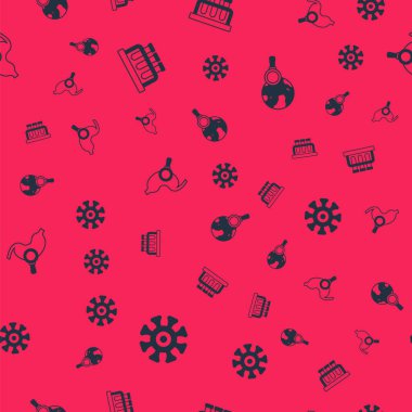 Bakteri, test tüpü ve matara büyüteçle mide ve büyüteçle kusursuz desen oluşturun. Vektör