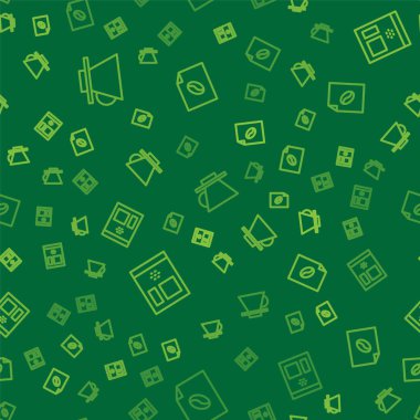 V60 model kahve makinesi, poşet fasulye ve kahve posteri. Vektör