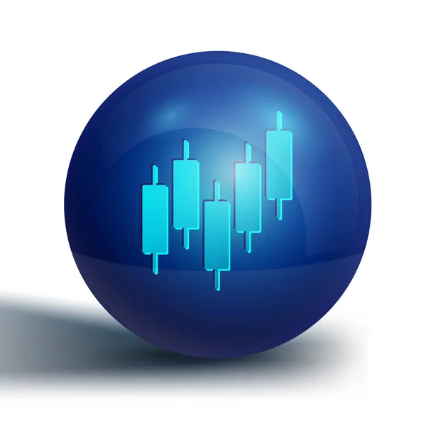 蓝色浏览器与股市增长图表和货币图标隔离的白色背景 屏幕上有存货图表箭头的监视器 蓝色圆环按钮 — 图库矢量图片