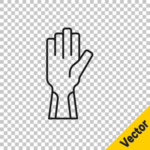 Black Line Protective Gloves Icon Isolated Transparent Background Vector — Stock Vector