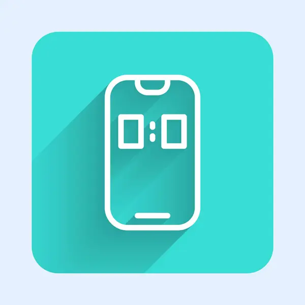 Biała Linia Aplikacja Budzika Interfejs Smartfona Ikona Odizolowany Długim Tle — Wektor stockowy