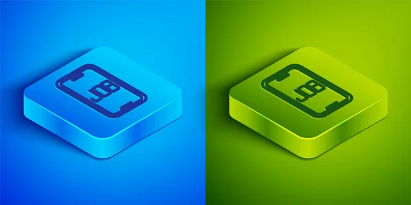 Isometric Line Search Job Icon Isolated Blue Green Background Recruitment — Stock Vector