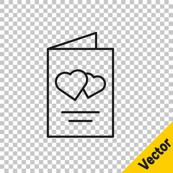 Black Line Valentines Day Flyer Heart Icon Isolated Transparent Background — Stock Vector