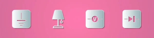 Ange Papper Skära Elektrisk Symbol Marken Bordslampa Voltmeter Och Diod — Stock vektor
