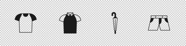 Set Shirt Polo Umbrella Och Short Eller Byxor Ikon Vektor — Stock vektor