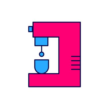 Doldurulmuş kahve makinesi simgesi beyaz arka planda izole edilmiş. Vektör