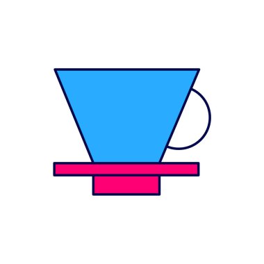 Filled outline V60 coffee maker icon isolated on white background.  Vector