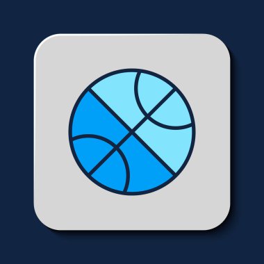 Filled outline Basketball ball icon isolated on blue background. Sport symbol.  Vector