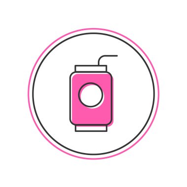 Soda kutusunu beyaz arka planda izole edilmiş saman ikonu içerek doldurdum. Vektör